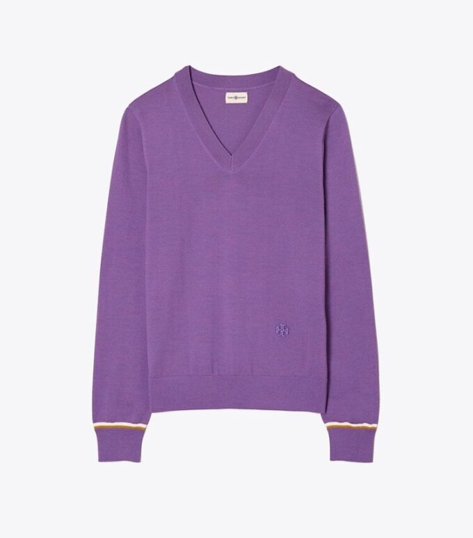 Merino-Pullover mit V-Ausschnitt