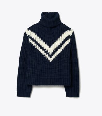 Merino-Rollkragenpullover mit Chevron-Muster Merino-Rollkragenpullover mit Chevron-Muster