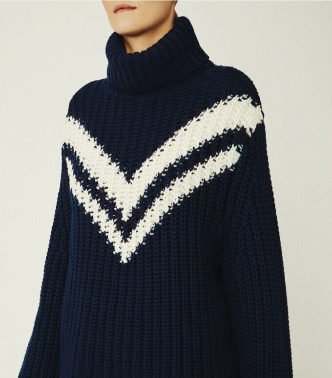 Merino-Rollkragenpullover mit Chevron-Muster Merino-Rollkragenpullover mit Chevron-Muster
