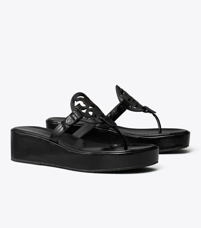 Miller Lack-Keilabsatz-Sandale Miller Lack-Keilabsatz-Sandale