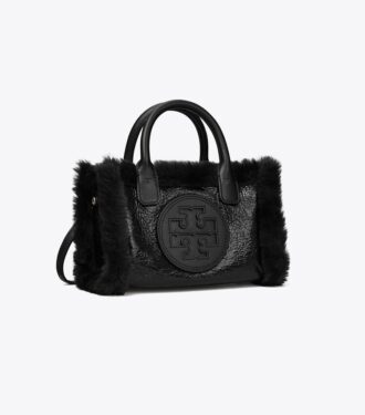 Mini Ella Lackleder-Tasche mit Lammfellfutter