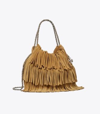 Mini Fleming Hobo-Tasche aus Wildleder mit Fransen