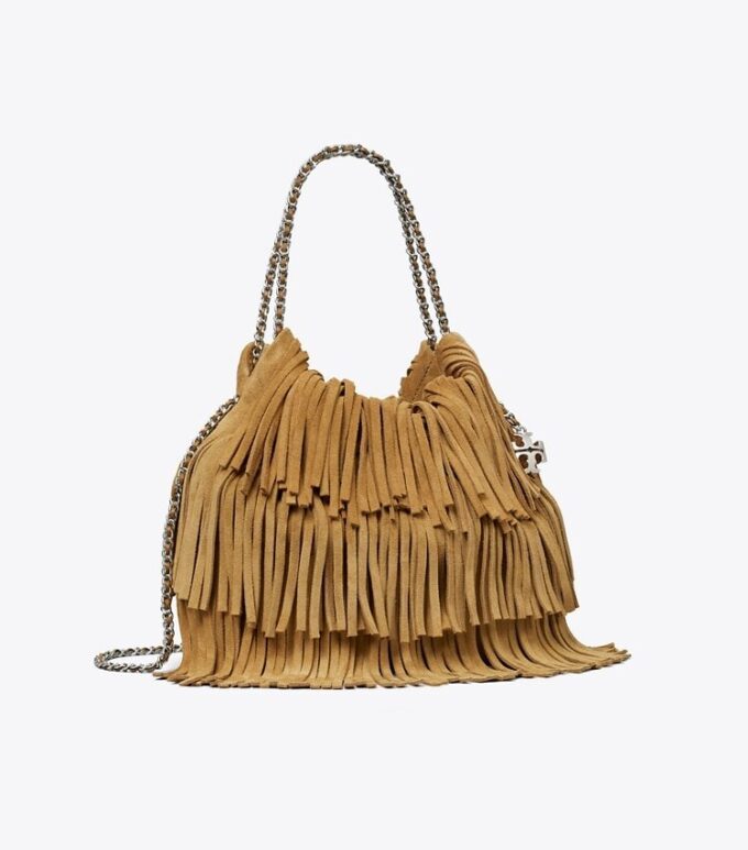 Mini Fleming Hobo-Tasche aus Wildleder mit Fransen Mini Fleming Hobo-Tasche aus Wildleder mit Fransen