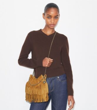 Mini Fleming Hobo-Tasche aus Wildleder mit Fransen