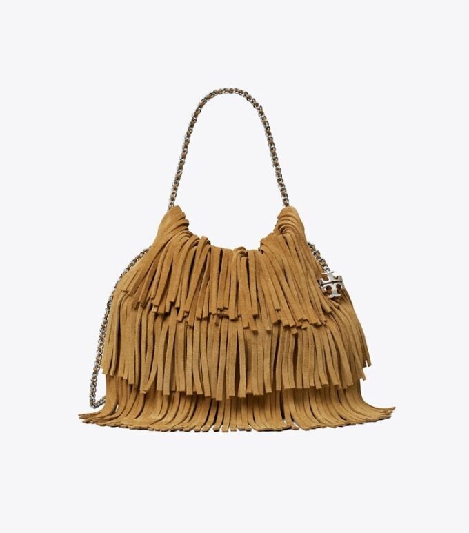 Mini Fleming Hobo-Tasche aus Wildleder mit Fransen Mini Fleming Hobo-Tasche aus Wildleder mit Fransen