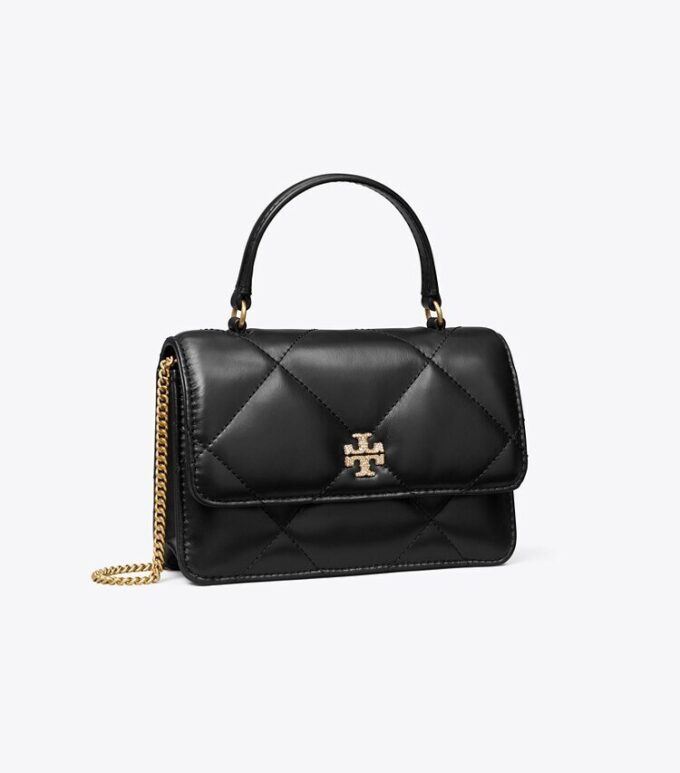 Mini Kira Diamond Quilt Pavé Logo Top-Handle Crossbody Mini Kira Diamond Quilt Pavé Logo Top-Handle Crossbody