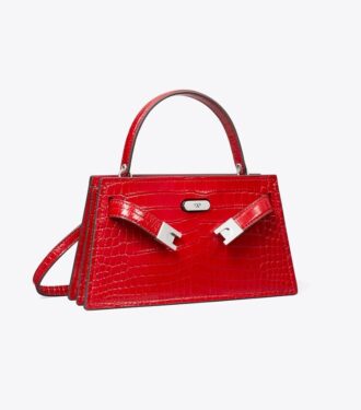Mini Lee Radziwill Tasche mit Krokodilprägung und Tragegriff