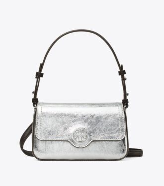 Mini-Umhängetasche aus Metallic-Leder