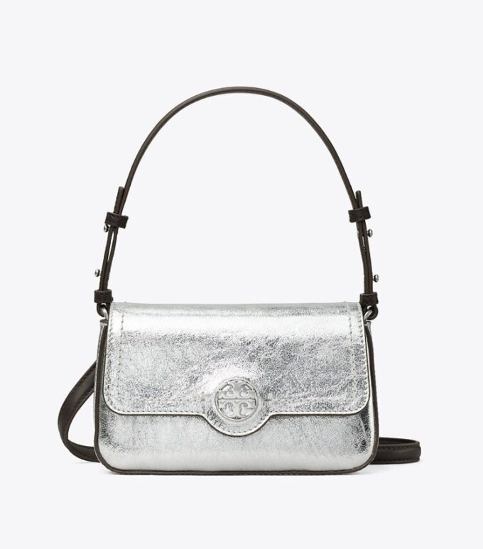 Mini-Umhängetasche aus Metallic-Leder Mini-Umhängetasche aus Metallic-Leder
