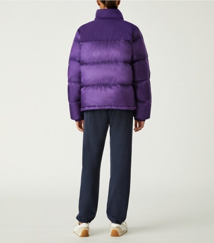 Nylon-Daunenjacke mit Kapuze und Kontraststreifen Nylon-Daunenjacke mit Kapuze und Kontraststreifen