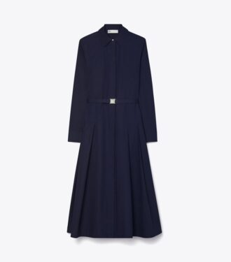 Plissiertes Baumwollhemdkleid