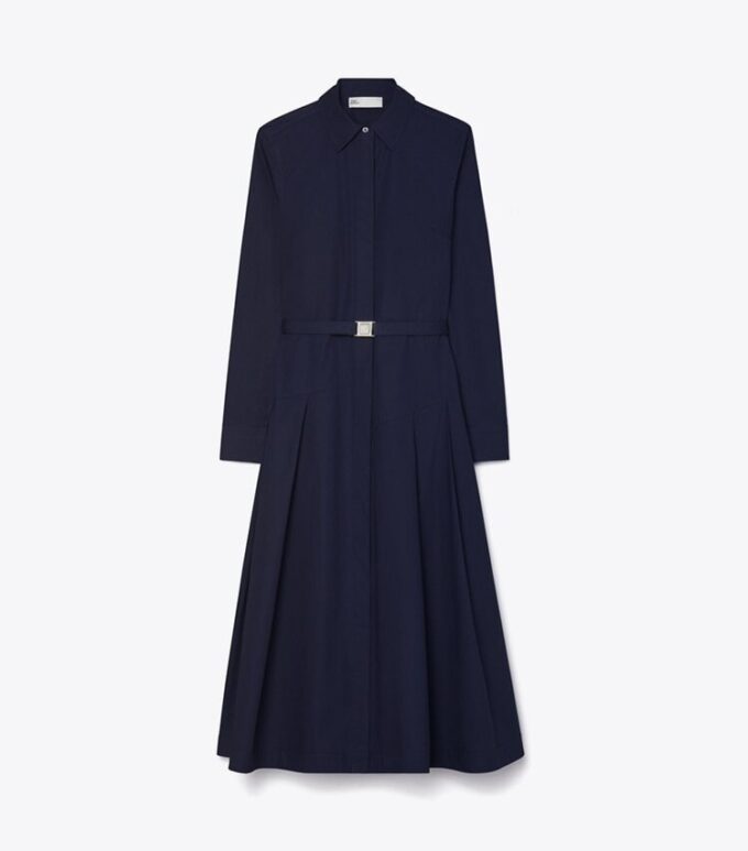 Plissiertes Baumwollhemdkleid Plissiertes Baumwollhemdkleid