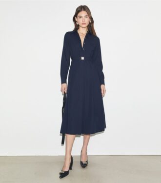 Plissiertes Baumwollhemdkleid