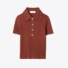 Polo-Pullover aus gerippter Viskose Polo-Pullover aus gerippter Viskose