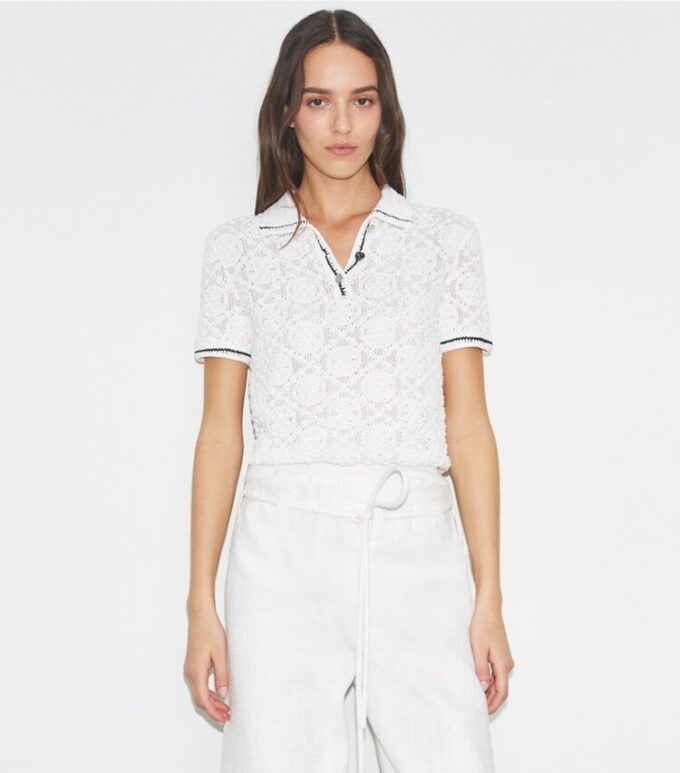 Polo-Shirt aus Baumwolle mit Logo-Spitze
