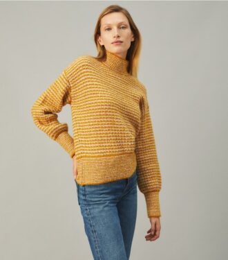 Pullover mit Ballonärmeln und Rollkragen