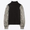 Pullover mit gekräuselten Lamé-Ärmeln Pullover mit gekräuselten Lamé-Ärmeln
