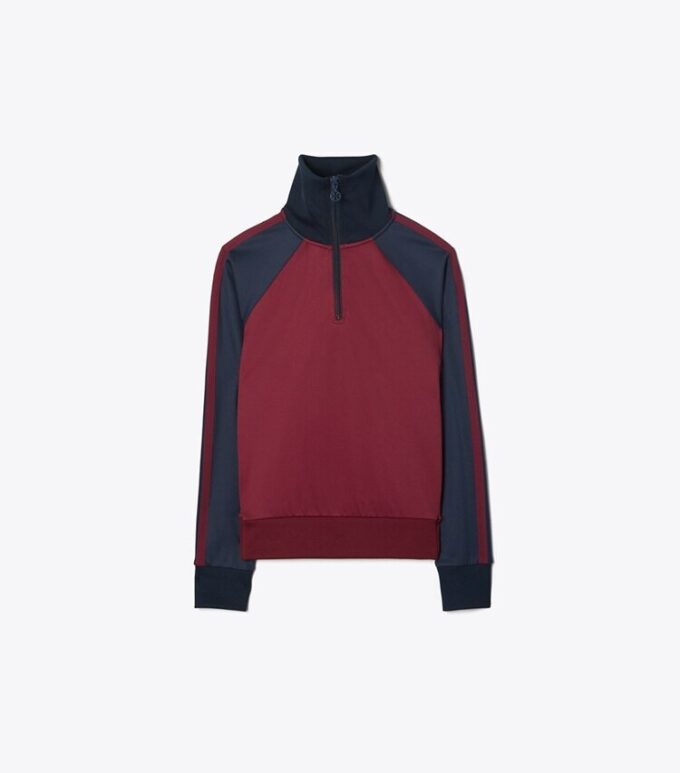 Pullover mit halbem Reißverschluss und Farbblock Pullover mit halbem Reißverschluss und Farbblock