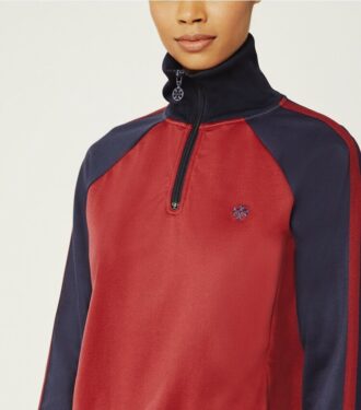 Pullover mit halbem Reißverschluss und Farbblock
