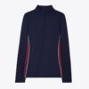 Pullover mit kontrastfarbenem Kragen und halbem Reißverschluss Pullover mit kontrastfarbenem Kragen und halbem Reißverschluss