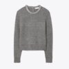 Pullover mit Rundhalsausschnitt und Kettenverzierung Pullover mit Rundhalsausschnitt und Kettenverzierung