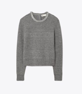 Pullover mit Rundhalsausschnitt und Kettenverzierung