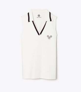 Racquet Ribbed-Knit Sleeveless Polo