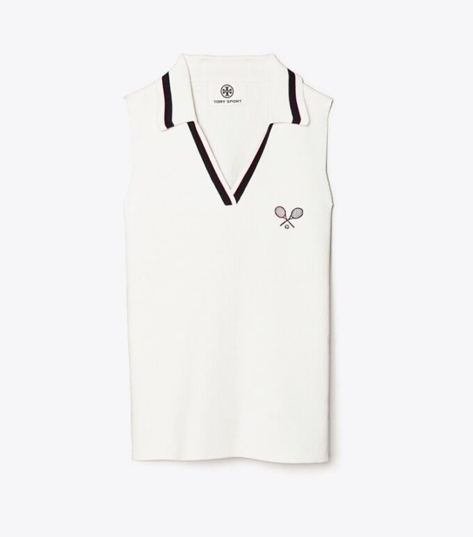 Racquet Ribbed-Knit Sleeveless Polo Racquet Ribbed-Knit Sleeveless Polo