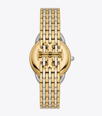 Ravello-Uhr, zweifarbig Gold/Edelstahl/Elfenbein, 32 x 40 mm