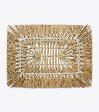 Rechteckige Raffia-Tischset, 4er-Set