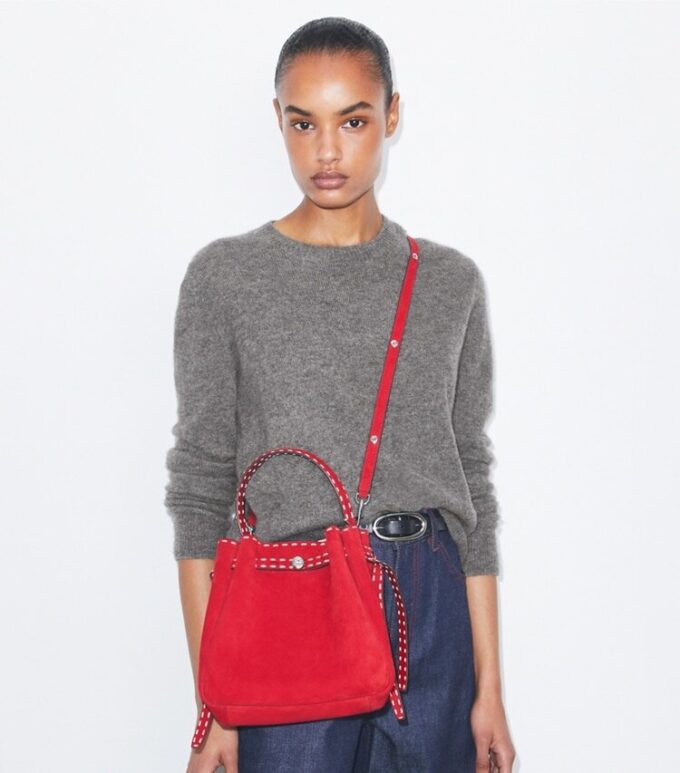 Romy Pick Stitch Bucket Bag aus Wildleder Romy Pick Stitch Bucket Bag aus Wildleder
