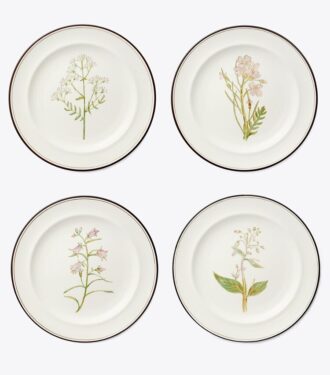 Salatteller mit lila Blüten, 4er-Set