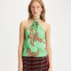 Satin-Oberteil mit Paisley-Knoten Satin-Oberteil mit Paisley-Knoten