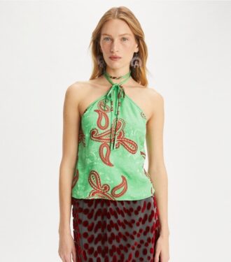 Satin-Oberteil mit Paisley-Knoten