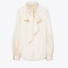 Satinbluse mit Schleife Satinbluse mit Schleife