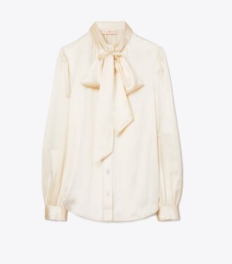 Satinbluse mit Schleife