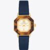 Sawyer Octagonal Uhr, marineblaues Leder/goldfarbener Edelstahl, 28 x 32 mm Sawyer Octagonal Uhr, marineblaues Leder/goldfarbener Edelstahl, 28 x 32 mm