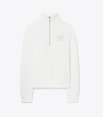 Schweres French Terry Sweatshirt mit halbem Reißverschluss