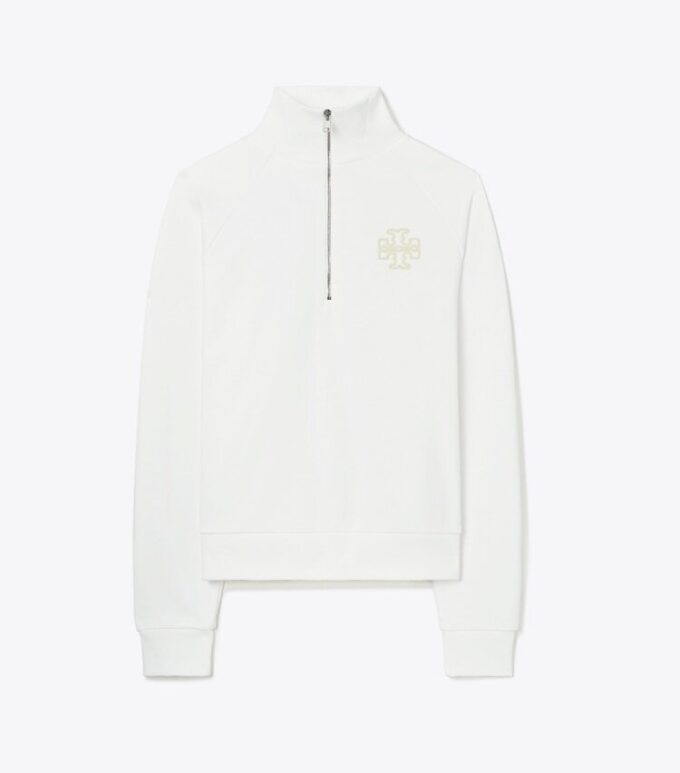 Schweres French Terry Sweatshirt mit halbem Reißverschluss Schweres French Terry Sweatshirt mit halbem Reißverschluss
