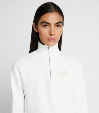 Schweres French Terry Sweatshirt mit halbem Reißverschluss