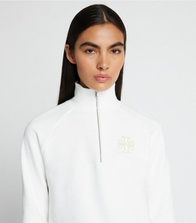 Schweres French Terry Sweatshirt mit halbem Reißverschluss Schweres French Terry Sweatshirt mit halbem Reißverschluss