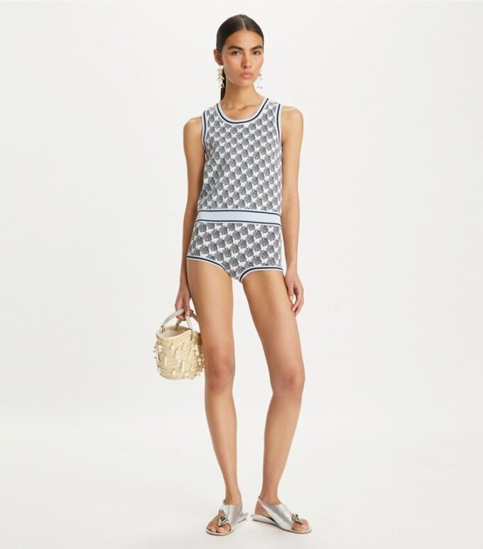 Shorts aus Viskose-Jacquard