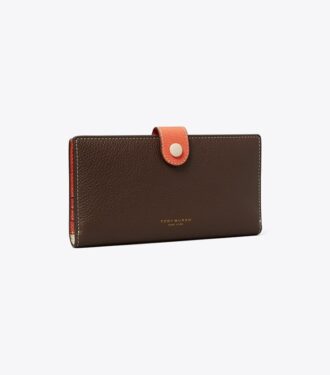 Slim-Brieftasche mit Farbblock-Reißverschluss