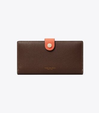 Slim-Brieftasche mit Farbblock-Reißverschluss