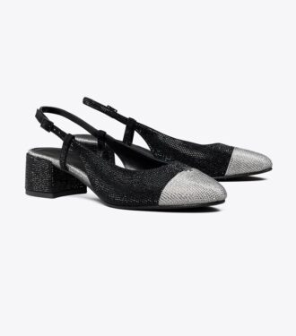 Slingback mit Kappe und Pavé-Verzierung