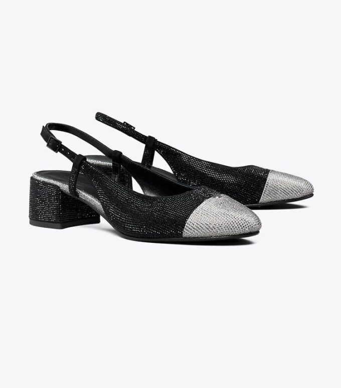 Slingback mit Kappe und Pavé-Verzierung Slingback mit Kappe und Pavé-Verzierung