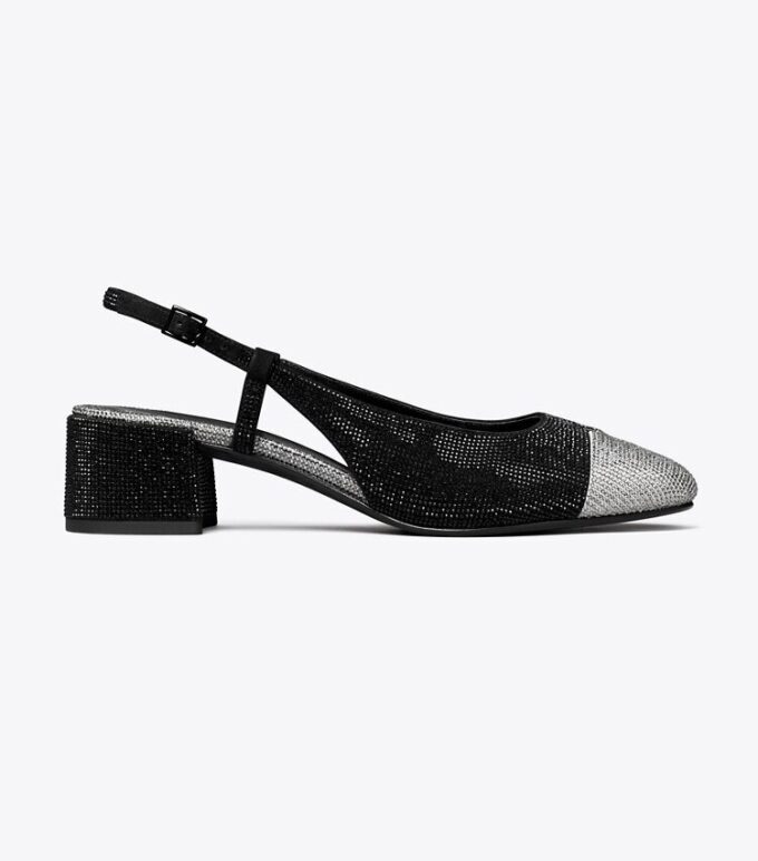 Slingback mit Kappe und Pavé-Verzierung Slingback mit Kappe und Pavé-Verzierung