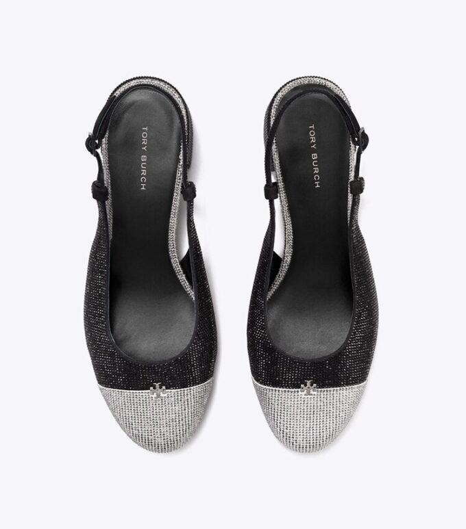 Slingback mit Kappe und Pavé-Verzierung Slingback mit Kappe und Pavé-Verzierung