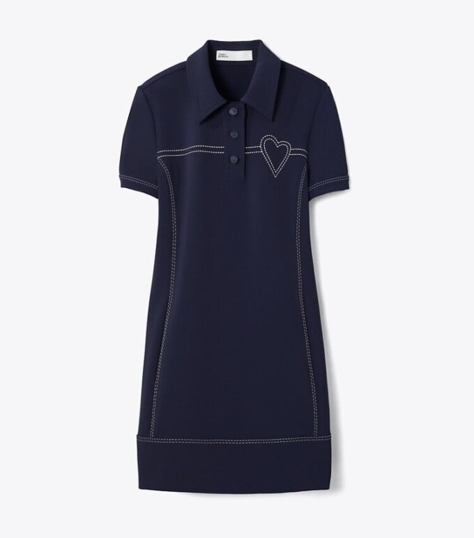 Stretch-Polokleid mit Zierstichen Stretch-Polokleid mit Zierstichen