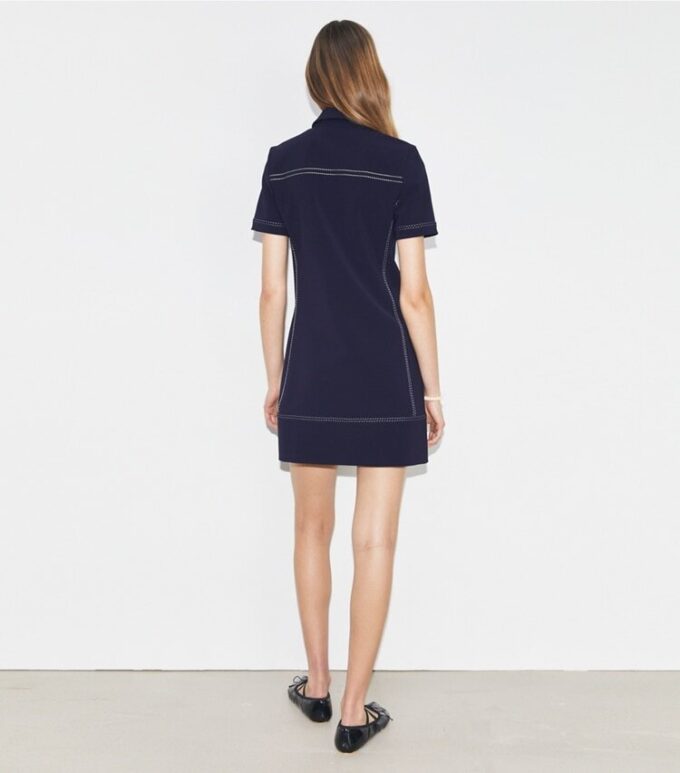Stretch-Polokleid mit Zierstichen Stretch-Polokleid mit Zierstichen